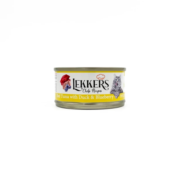 מעדן לחתולים טונה אדומה עם ברווז ואוכמניות Lekkers