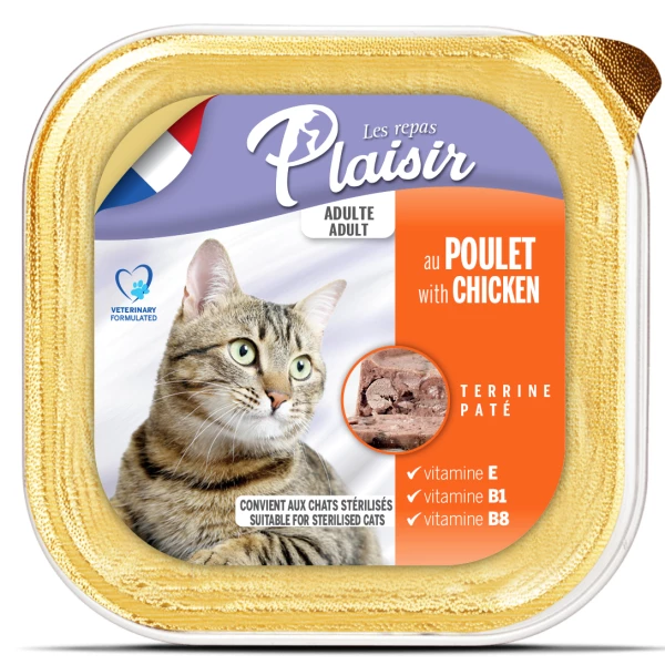 Plaisir פלאזיר 100 גרם מזון רטוב (מעדן) לחתולים בטעם עוף