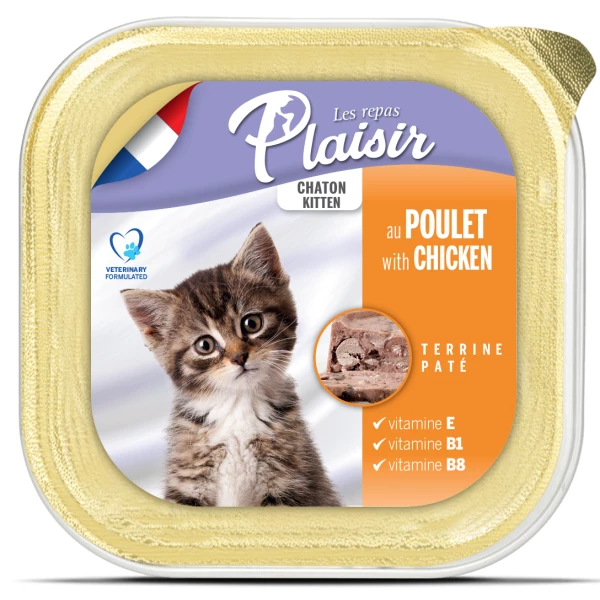 Plaisir מעדן לגורי חתולים בטעם עוף וחלב 100 גרם פלזיר