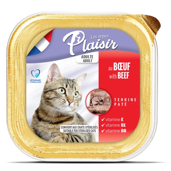 Plaisir פלאז'יר מעדן לחתול בקר 100 גרם